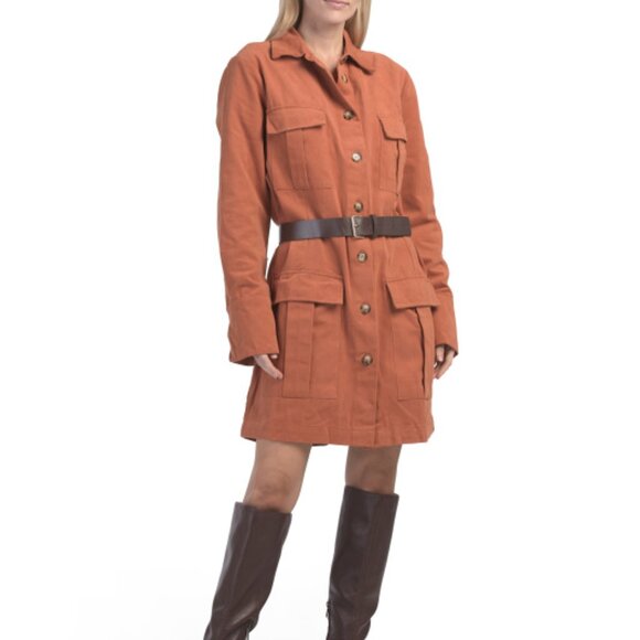 NEW HYFVE Button Down Mini Utility Dress in rust for women 825 2m1 - Picture 2 of 3